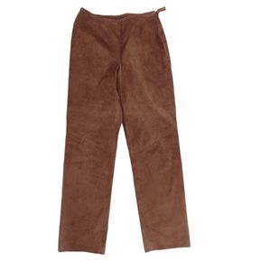Peruvian Connection Suede Camel Highwaisted Pants Tapered Leg